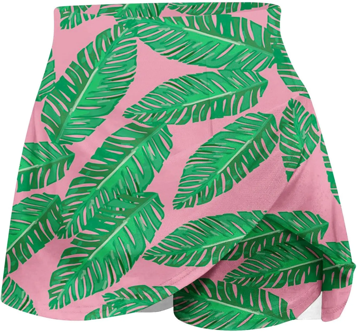 Tennis Skirt for Women High Waisted Tropical Print Athletic Skorts Lightweight Active Workout Shorts Fake 2 Piece