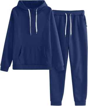 Two Piece Sets for Women Long Sleeve Crewneck Elastic Waist Pants Pullover Tops and Long Pants Outfits