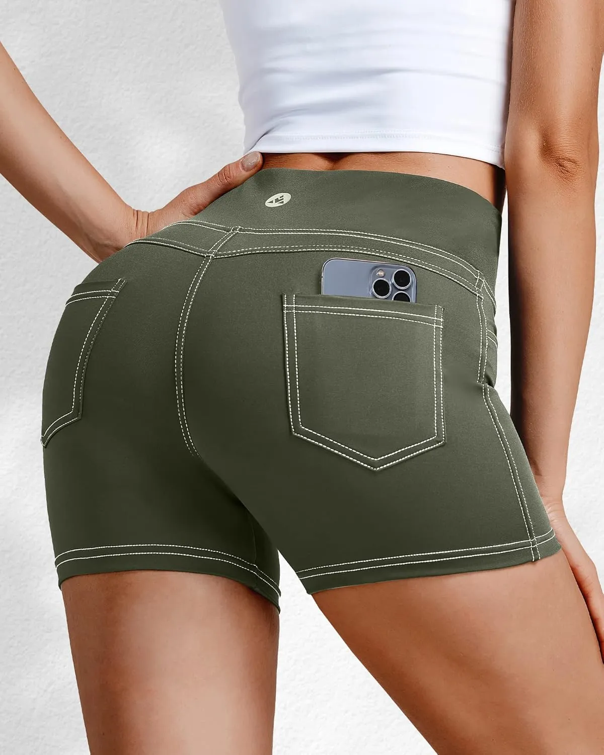 VOOVEEYA 5"/8" High Waisted Yoga Biker Shorts with Pockets for Women - Butt Lifting Workout Spandex Booty Gym Shorts