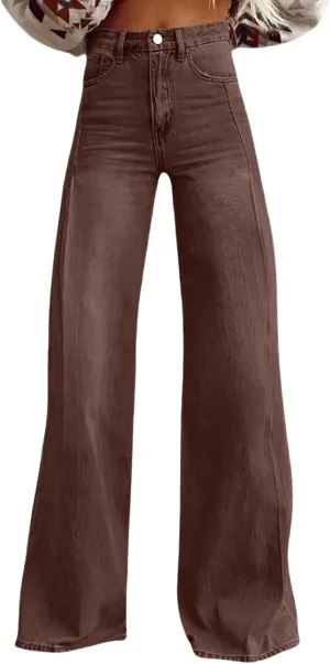 Wide Leg Jeans for Womens High Waisted Jean with Pockets Baggy Denim Pants Loose Boyfriend Casual Pant