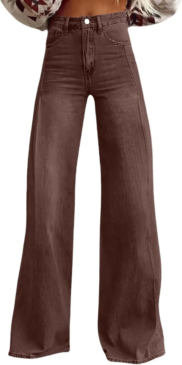 Wide Leg Jeans for Womens High Waisted Jean with Pockets Baggy Denim Pants Loose Boyfriend Casual Pant