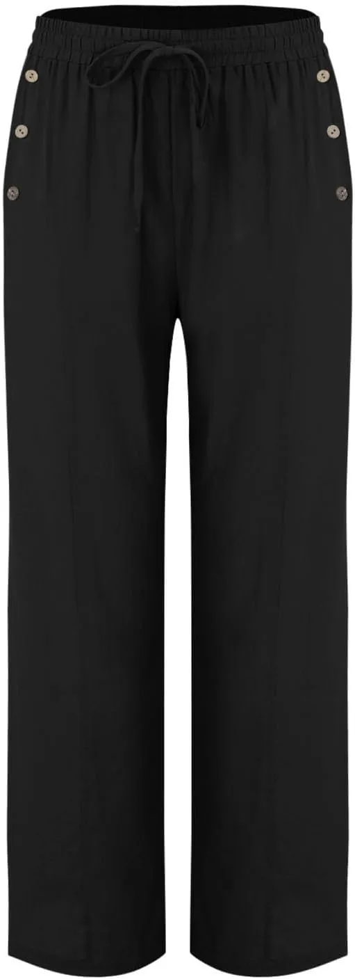 Wide Leg Linen Pants Women Palazzo Trousers Summer Casual Vacation Trousers Lounge Pant with Pockets