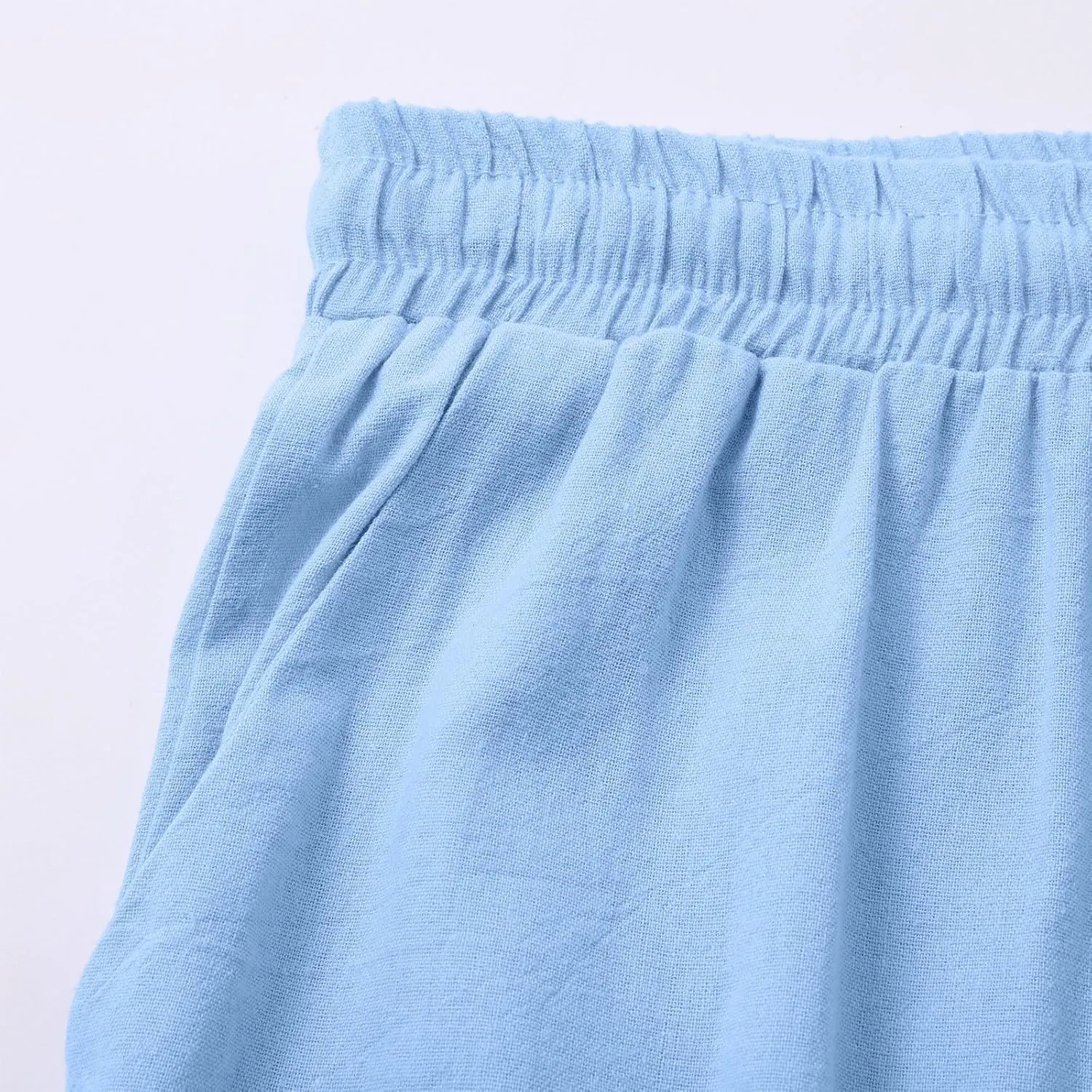 Wide Leg Linen Pants Women Palazzo Trousers Summer Casual Vacation Trousers Lounge Pant with Pockets