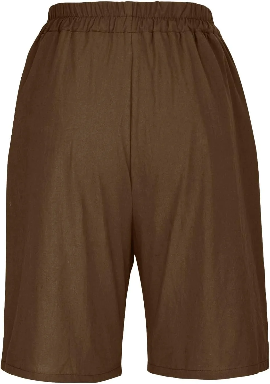 Wide Leg Linen Shorts for Women Knee Length Bermuda Shorts Summer Casual Loose Elastic Waist Beach Pants with Pocket