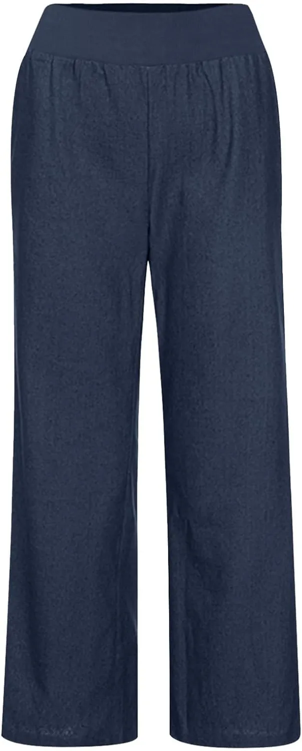 Wide Leg Pants Woman High Waisted Casual Palazzo Pants Imitation Denim Boho Trousers Loose Wide Leg Trendy Jeans
