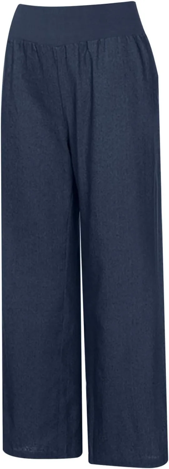 Wide Leg Pants Woman High Waisted Casual Palazzo Pants Imitation Denim Boho Trousers Loose Wide Leg Trendy Jeans