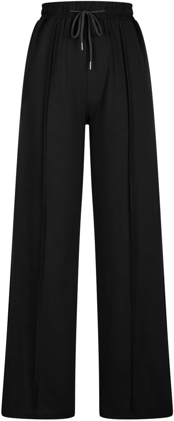 Wide Leg Sweatpants for Womens Leisure Plain Pant Drawstring Workout Pants High Waist Yoga Trouser Daily Comfy Pant