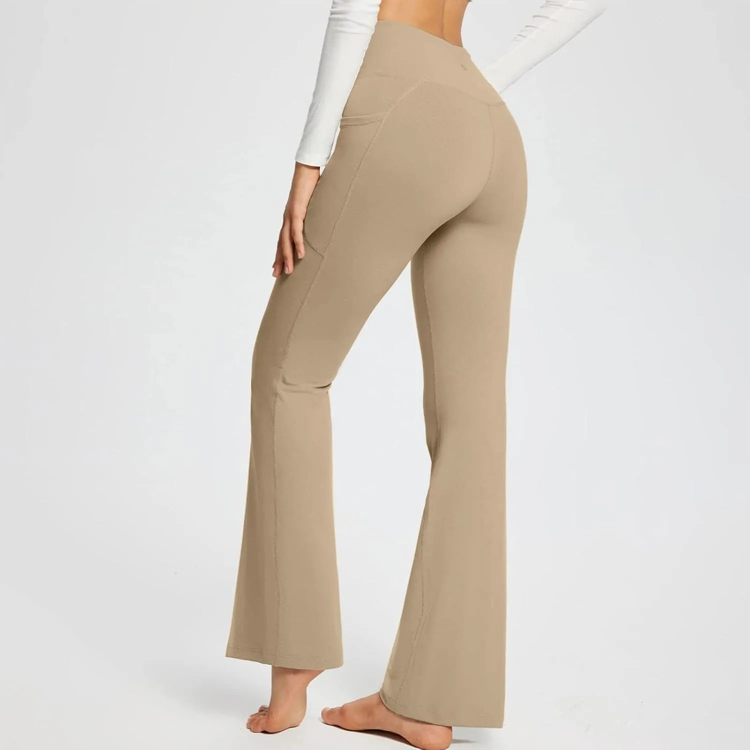 Wide Leg Yoga Pants For Women Long High Waist Work Bootcut Pants Soft Palazzo Trouser Casual Bell Bottom Leggings