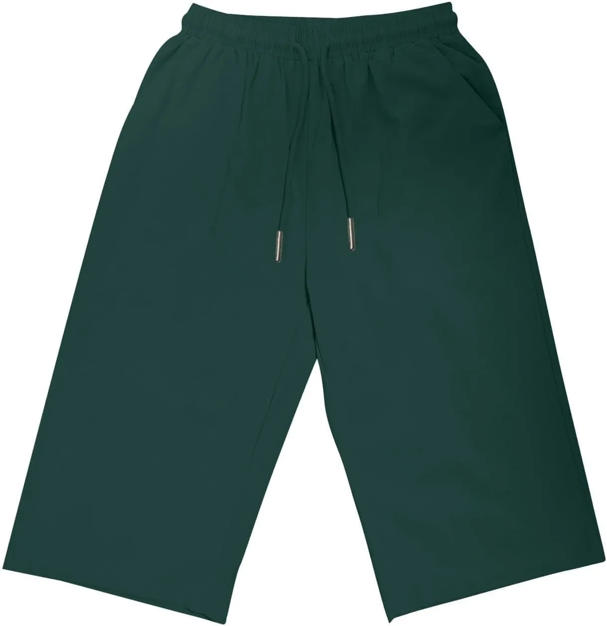 Women Capri Pants Summer Linen Drawstring Elastic Waisted Striped Shorts 2025 Trendy Knee Length Casual Beach Pant