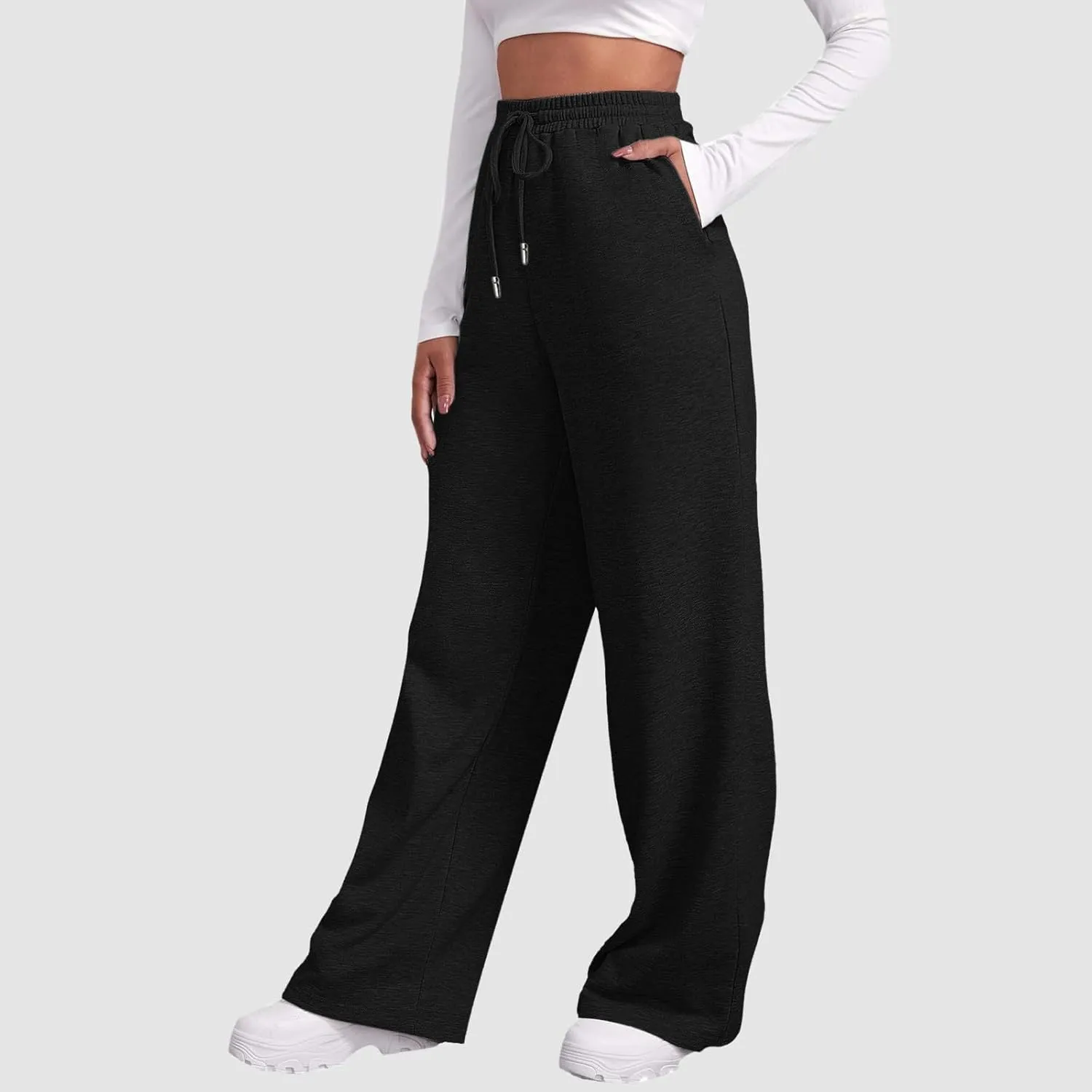 Women Cotton Linen Summer Tie Knot Palazzo Pants Elastic Waist Lounge Pants Plus Size Pants Office