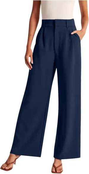 Women Linen Blend Summer Baggy Palazzo Lounge Pants Low Waist Ankle Length Slim-Fit Palazzo Lounge Pants Office