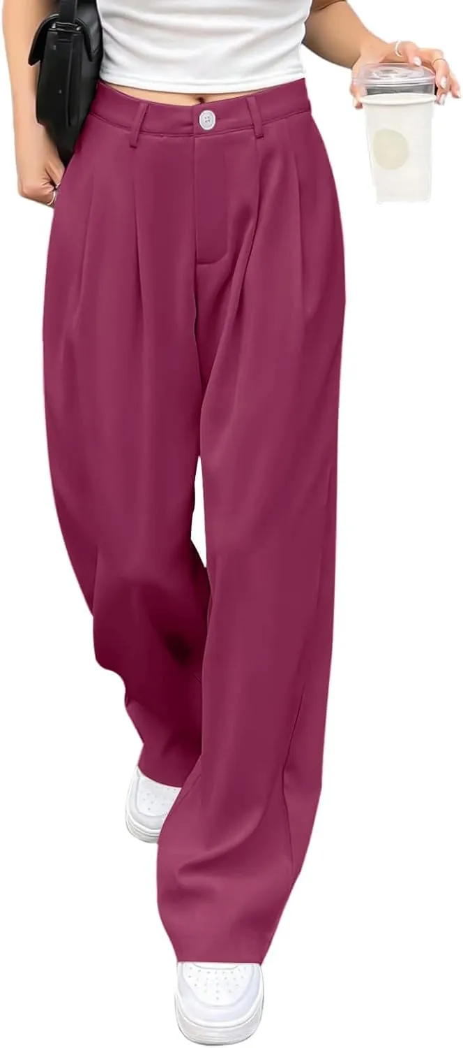 Women Linen Blend Summer Cropped Palazzo Lounge Pants Elastic Waisted Lounge Pants Slim-Fit Trousers Office