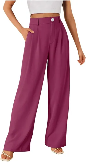 Women Linen Blend Summer Cropped Palazzo Lounge Pants Elastic Waisted Lounge Pants Slim-Fit Trousers Office
