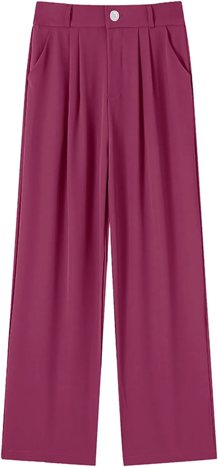 Women Linen Blend Summer Cropped Palazzo Lounge Pants Elastic Waisted Lounge Pants Slim-Fit Trousers Office