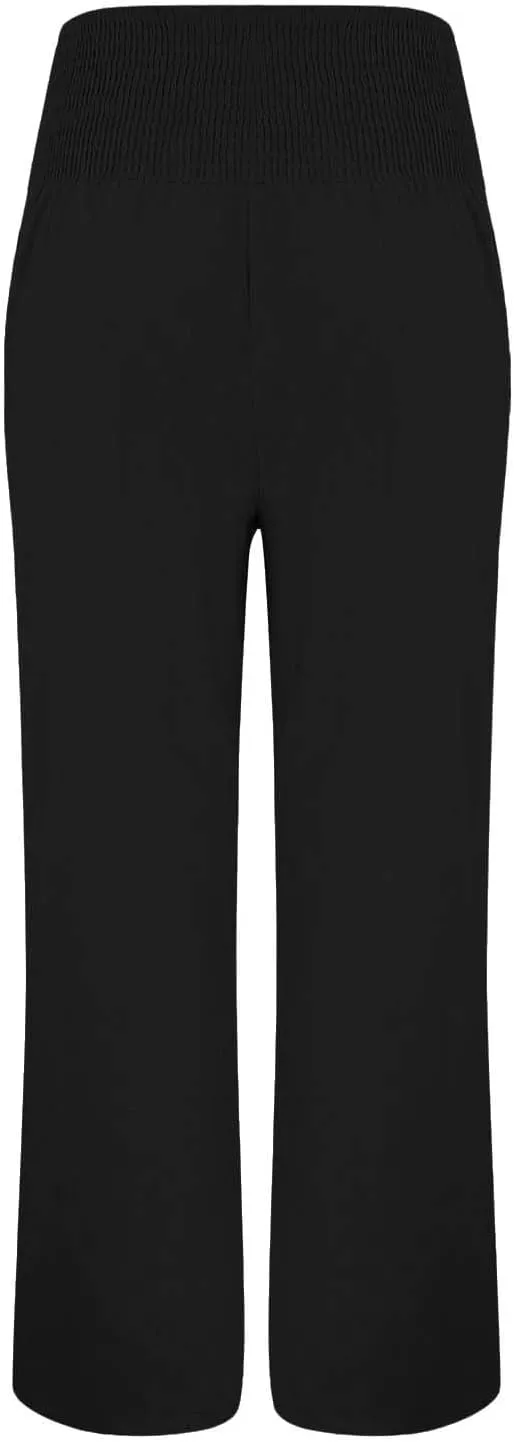 Women Linen Palazzo Pants 2024 Summer Casual Loose Beach Wide Leg Elastic High Waist Travel Lounge Pants with Pockets