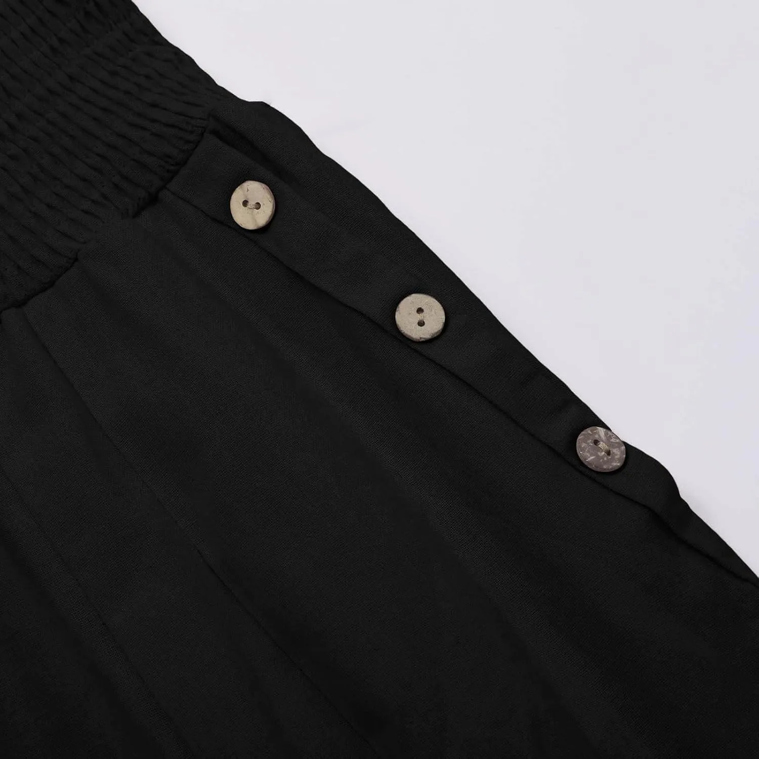 Women Linen Palazzo Pants 2024 Summer Casual Loose Beach Wide Leg Elastic High Waist Travel Lounge Pants with Pockets