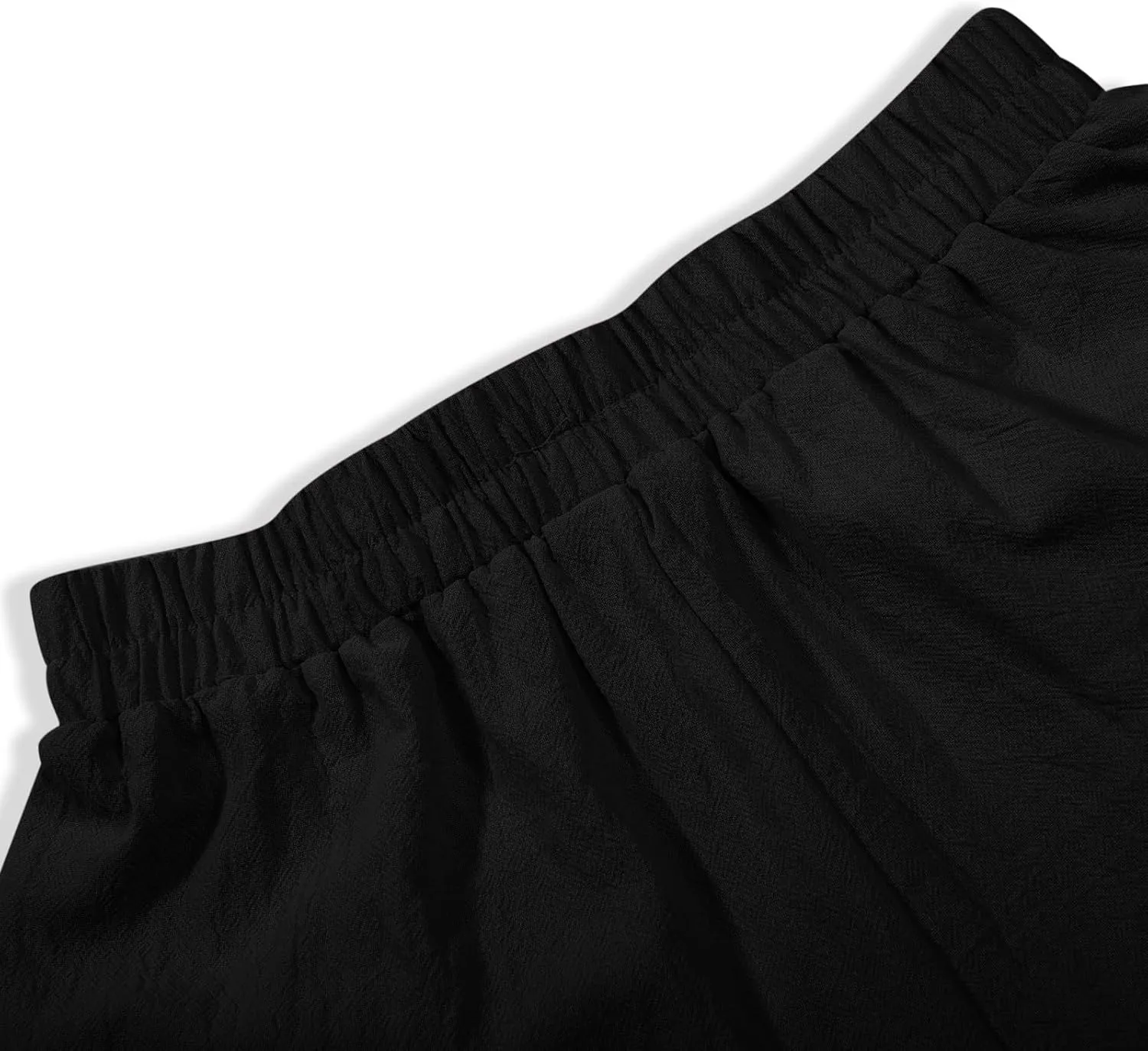 Women Linen Pants 2025 Summer Casual Loose Wide Leg Palazzo Pants Smocked Elastic High Waist Flowy Beach Trousers