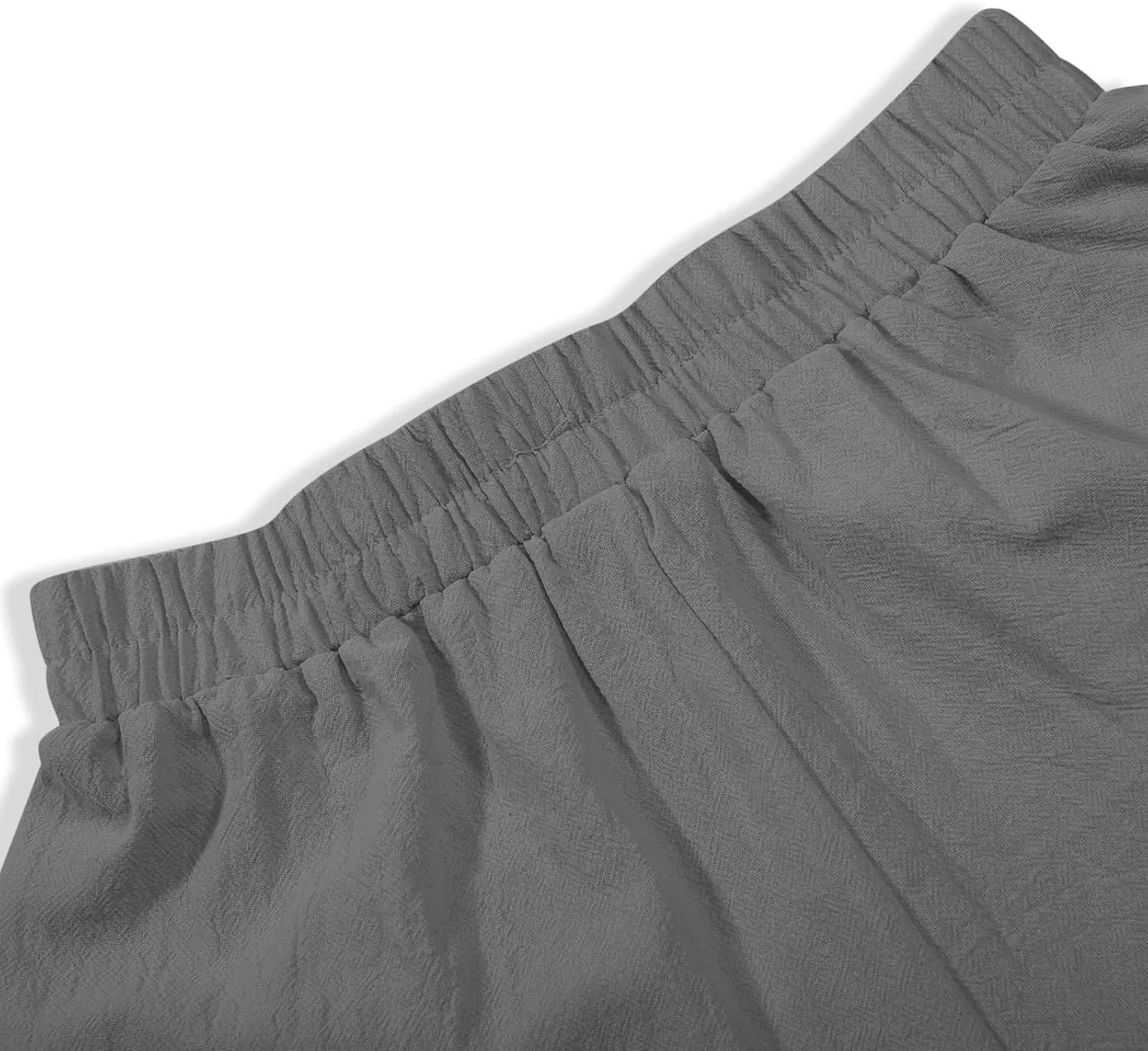 Women Linen Pants 2025 Summer Casual Loose Wide Leg Palazzo Pants Smocked Elastic High Waist Flowy Beach Trousers