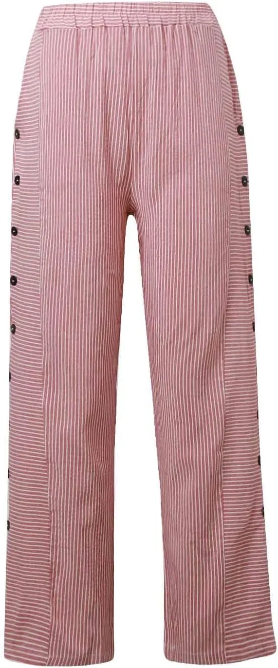 Women Linen Pants Loose Summer Casual Beach Solid Color Plus Size High Waisted Linen Pants Work Lounge Trousers with Pockets