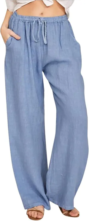 Women Linen Summer Casual Loose Palazzo Lounge Pants High Waist Bootcut Slim-Fit Pants Office