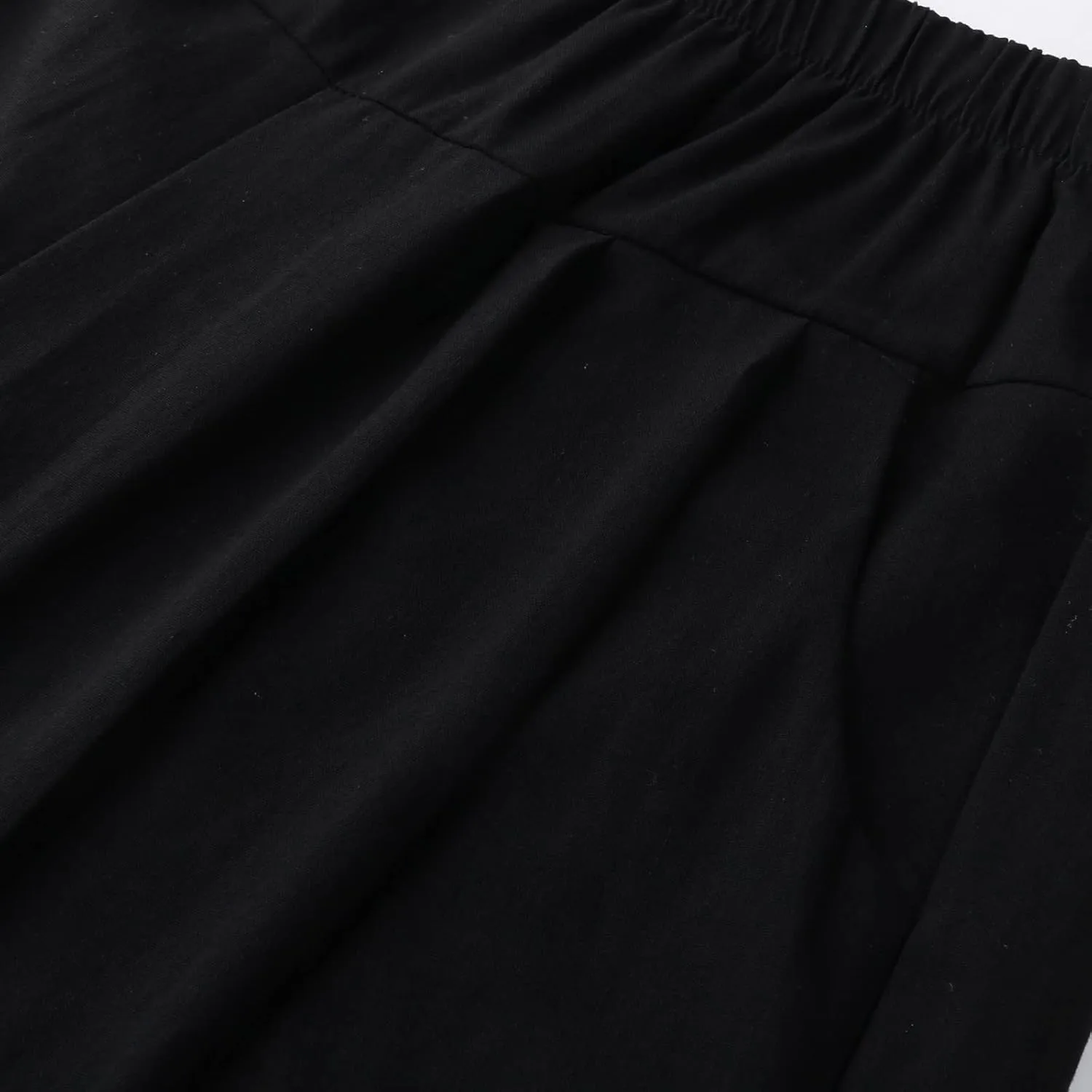 Women Linen Summer Drawstring Pant Trousers Low Waist Wide Leg Slim Fit Trousers Office
