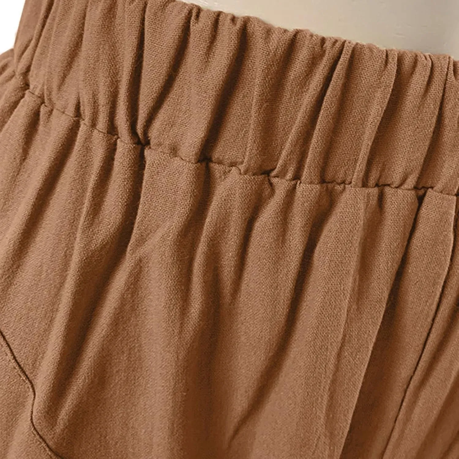 Women Linen Summer Striped Palazzo Pants Elastic Waist Bootcut Slim Fit Pant Trousers Work Business