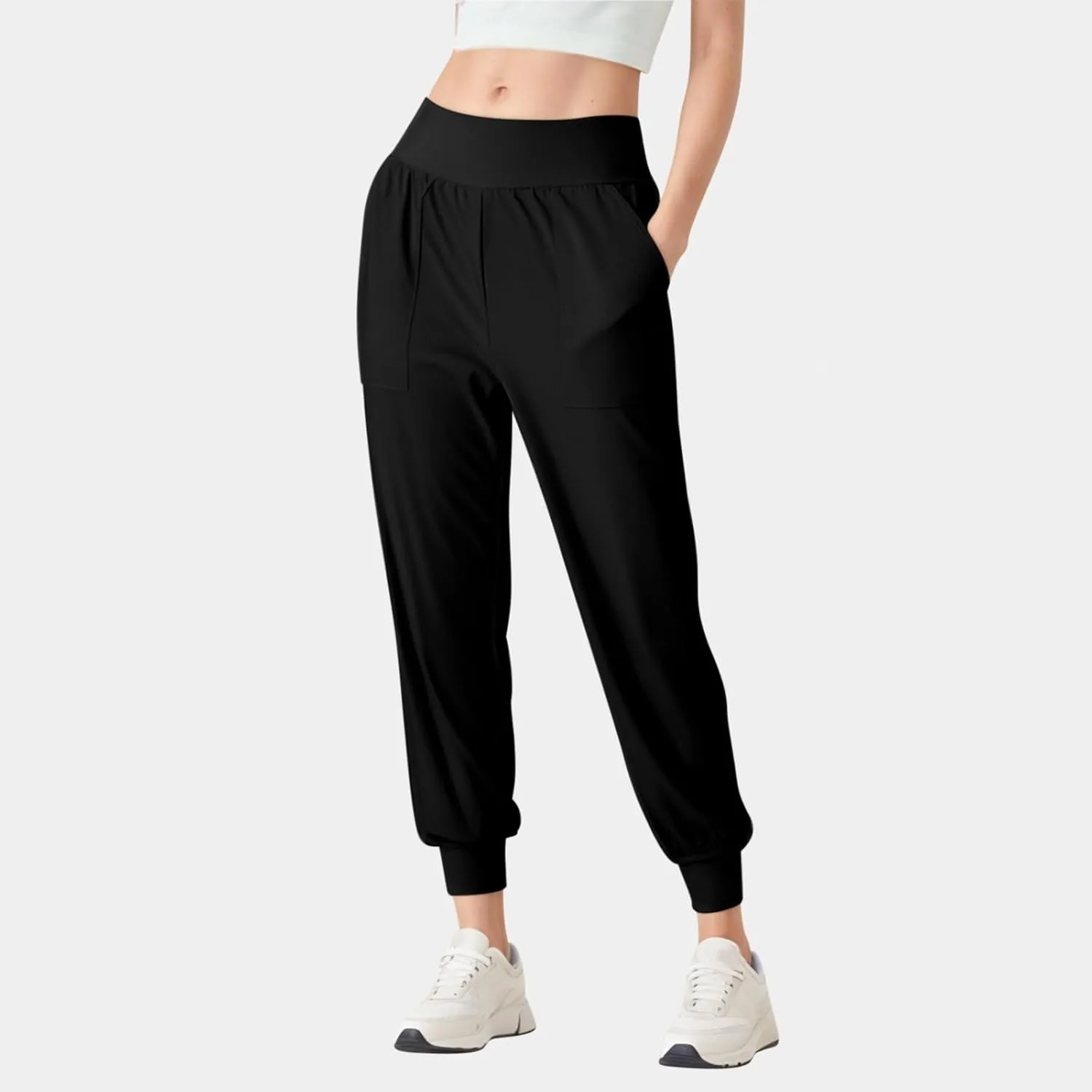 Women Tapered Joggers Pants with Pocket Casual Yoga High Waist Sweatpants Drawstring Ankle Pant Jogger Sweat Trousers