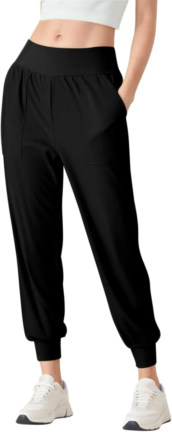 Women Tapered Joggers Pants with Pocket Casual Yoga High Waist Sweatpants Drawstring Ankle Pant Jogger Sweat Trousers