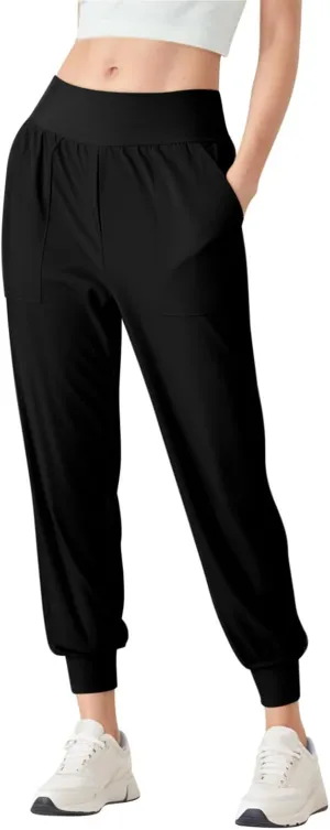 Women Tapered Joggers Pants with Pocket Casual Yoga High Waist Sweatpants Drawstring Ankle Pant Jogger Sweat Trousers