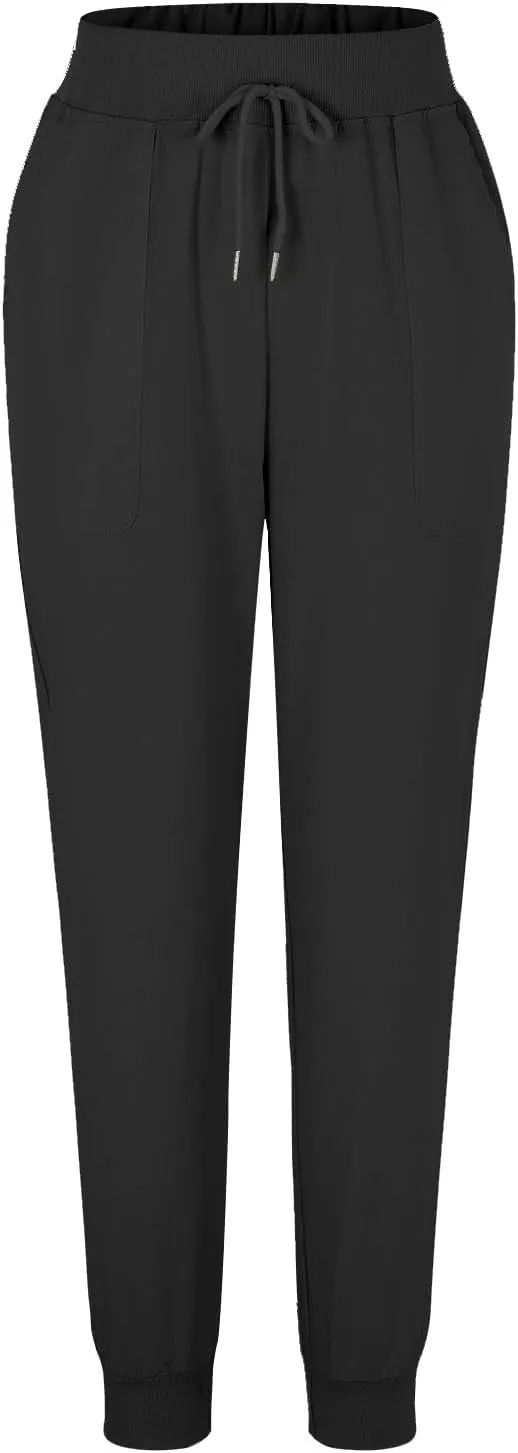 Women Tapered Pants Cotton Linen Drawstring Back Elastic Waist Trousers Casual Summer Plus Size Joggers with Pockets