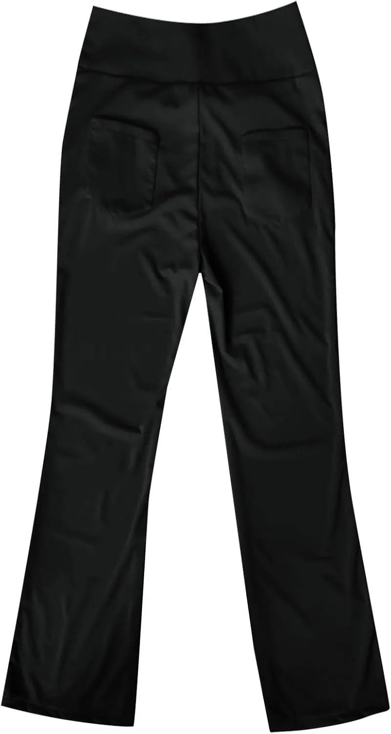 Women Yoga Pants High Waist Wide Leg Work Pants Comfy Stretch Lounge Trousers Solid Flare Sweatpants with Pockets