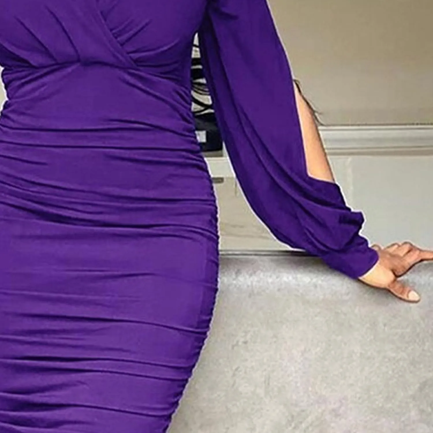 Womens 2025 Casual Chiffon Dress Smocked V Neck Puff Long Sleeve Hollow Out Dresses Cocktail A-Line Mini Dress