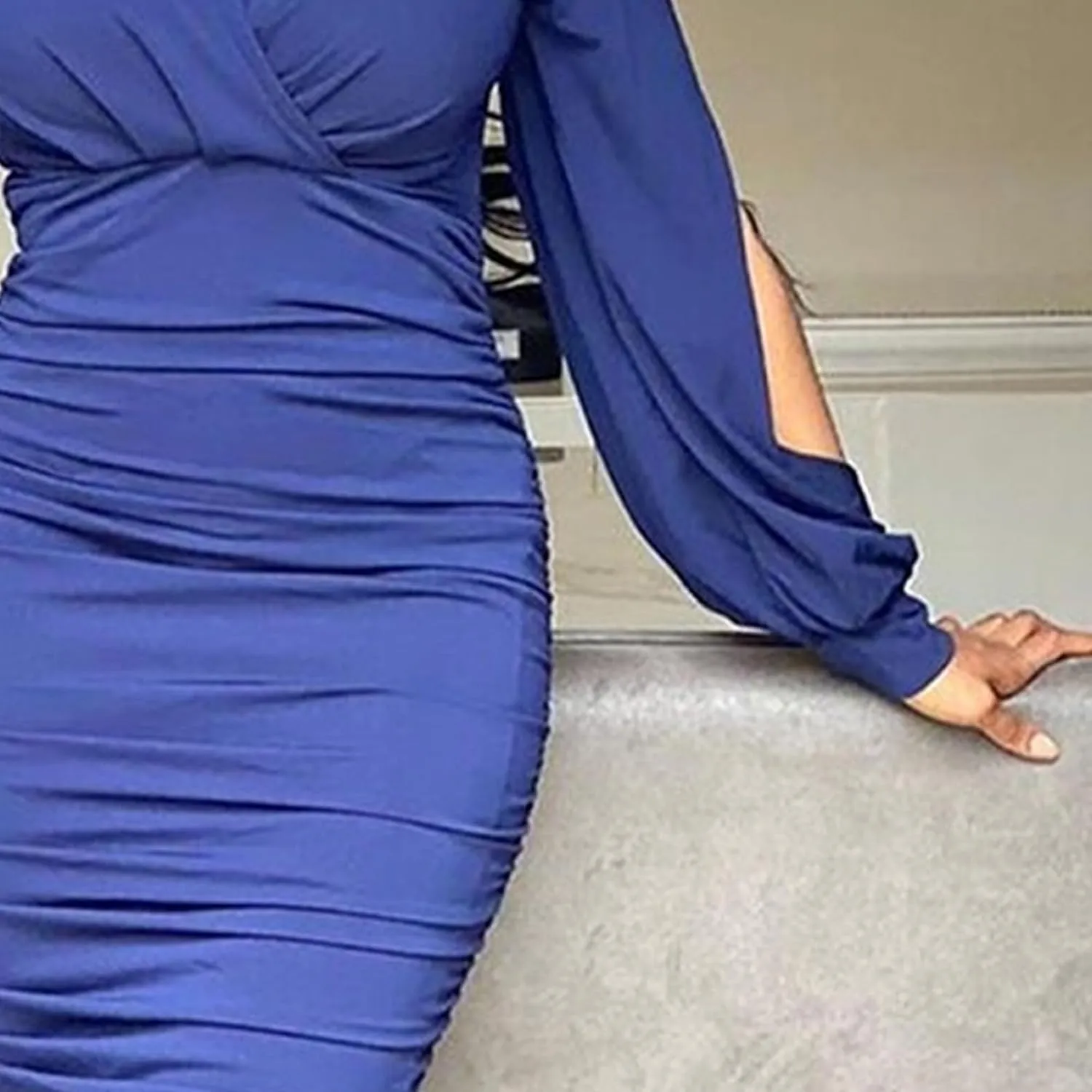 Womens 2025 Casual Chiffon Dress Smocked V Neck Puff Long Sleeve Hollow Out Dresses Cocktail A-Line Mini Dress