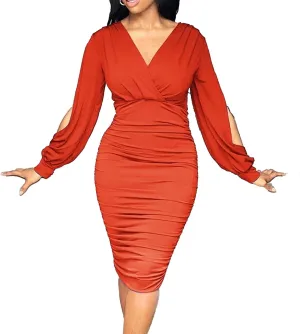 Womens 2025 Casual Chiffon Dress Smocked V Neck Puff Long Sleeve Hollow Out Dresses Cocktail A-Line Mini Dress