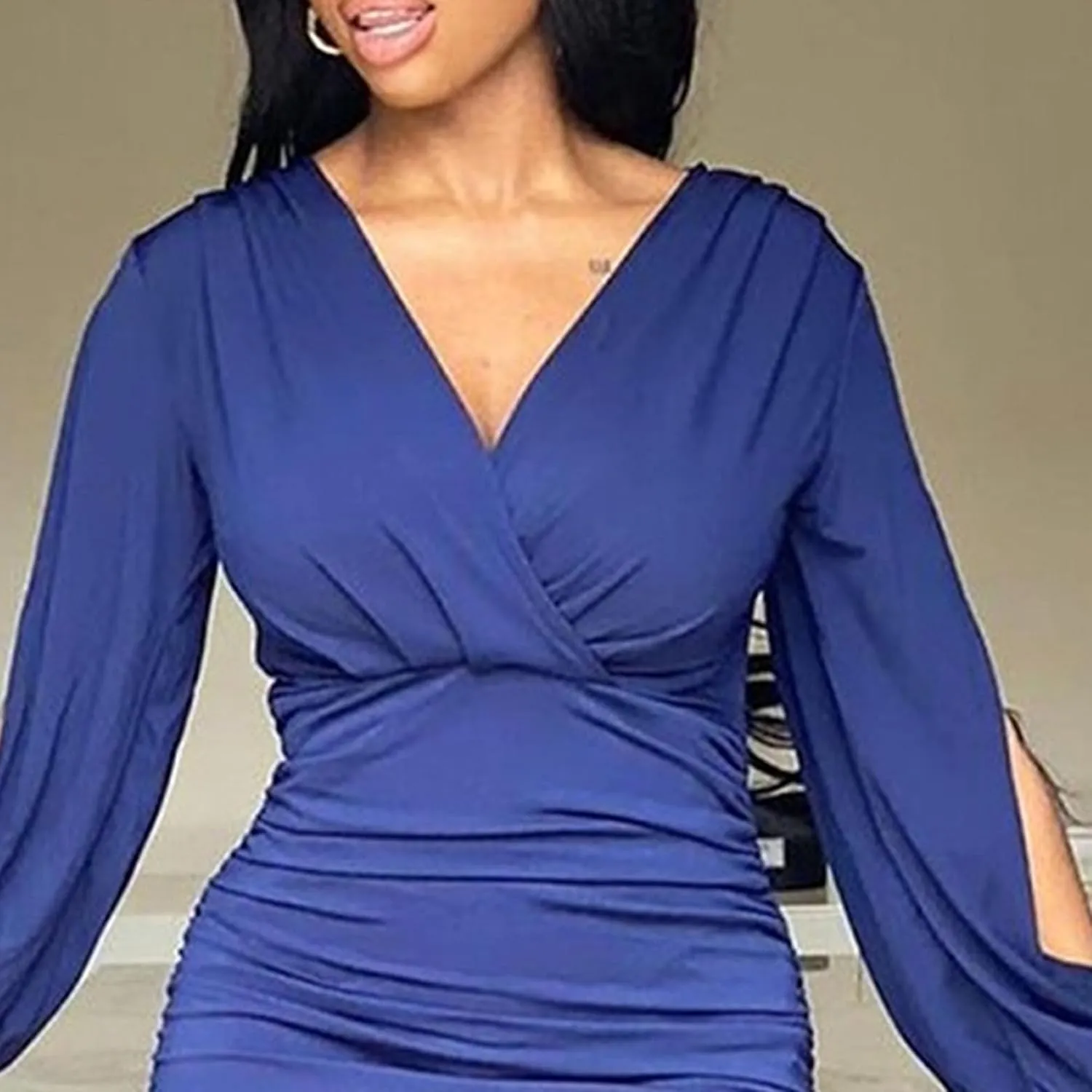 Womens 2025 Casual Chiffon Dress Smocked V Neck Puff Long Sleeve Hollow Out Dresses Cocktail A-Line Mini Dress