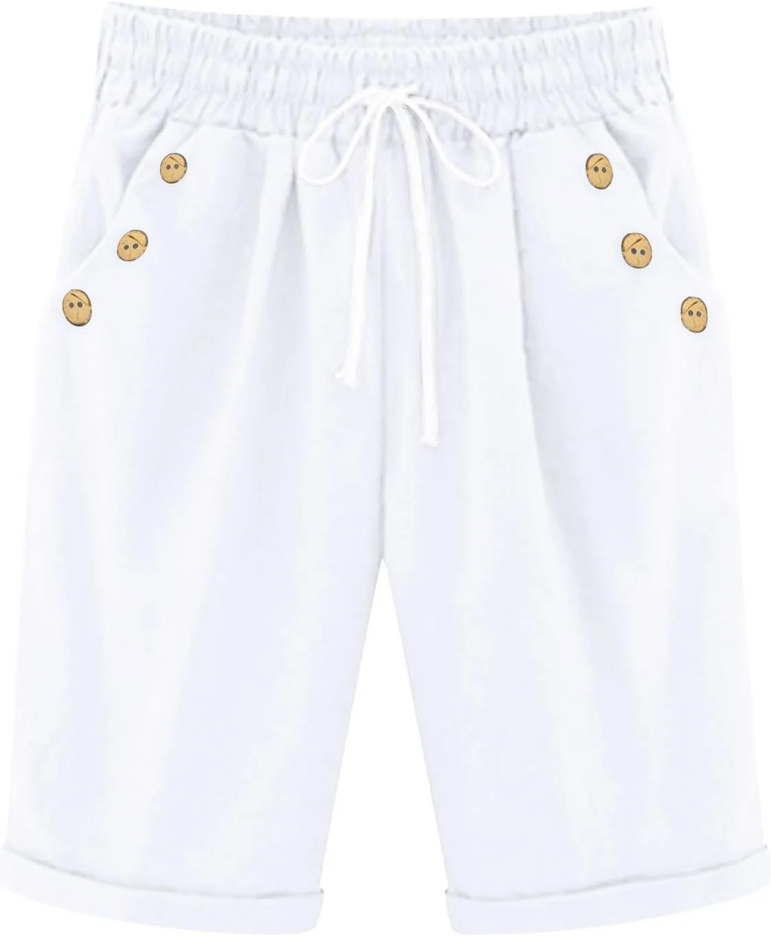 Women's Capri Pants Cotton and Linen Summer Loose Elastic Waist Workout Sweatpants Causal Lounge Pants with Pockets
