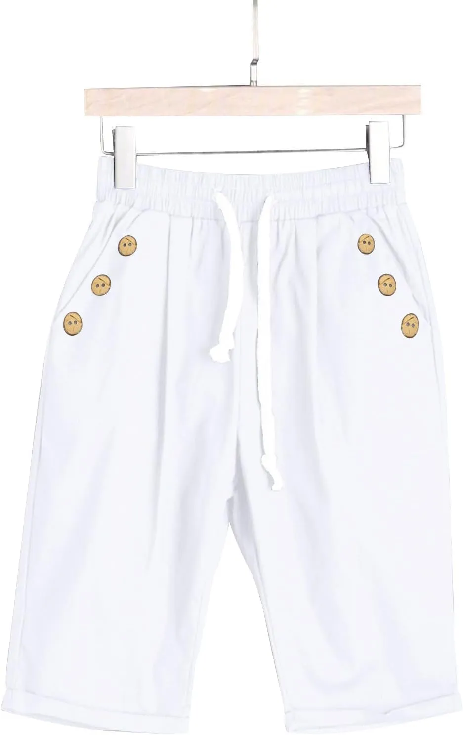Women's Capri Pants Cotton and Linen Summer Loose Elastic Waist Workout Sweatpants Causal Lounge Pants with Pockets