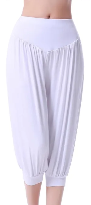 Women's Capri Trousers Yoga Cropped Pants 3/4 Length Bloomers Ladies Stretch Pull on Trouser High Waist Leggings