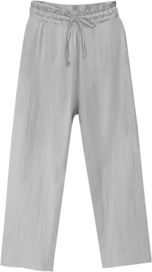 Womens Cotton Linen Pants Summer Casual Beach Pant Drawstring Flowy Traveling Straight Leg Palazzo Trousers