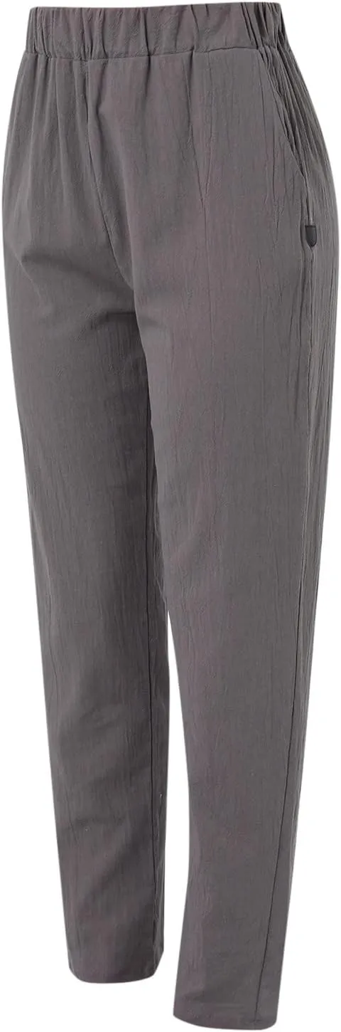 Womens Cotton Linen Pants Summer Casual Solid Color Boho Plus Size High Waisted Linen Pants Plus Size Trousers with Pockets