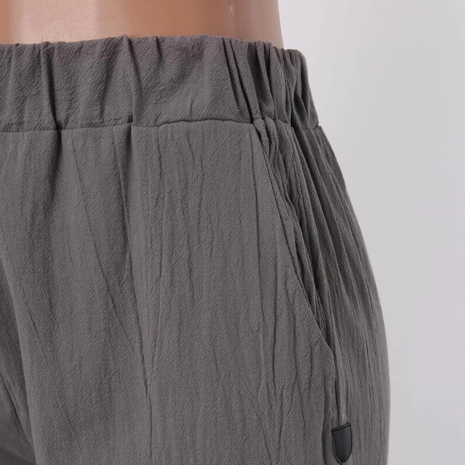 Womens Cotton Linen Pants Summer Casual Solid Color Boho Plus Size High Waisted Linen Pants Plus Size Trousers with Pockets