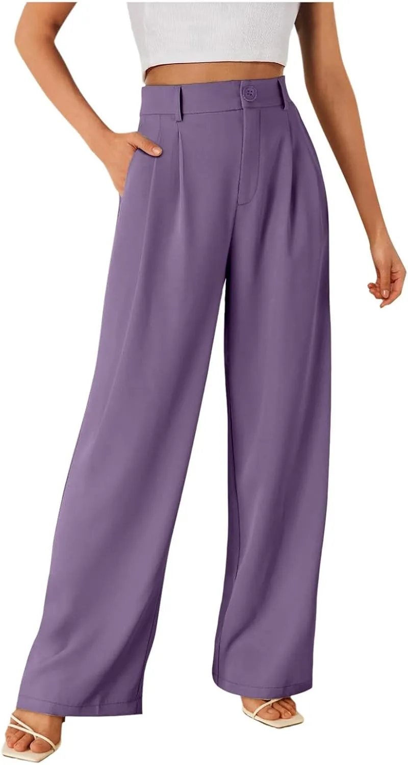 Women's Cotton Linen Summer Loose Flowy Pants Elastic Waist Lounge Pants Slim-Fit Pant Trousers Business Work