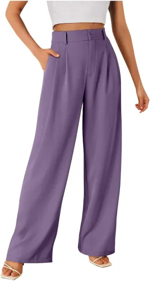 Women's Cotton Linen Summer Loose Flowy Pants Elastic Waist Lounge Pants Slim-Fit Pant Trousers Business Work