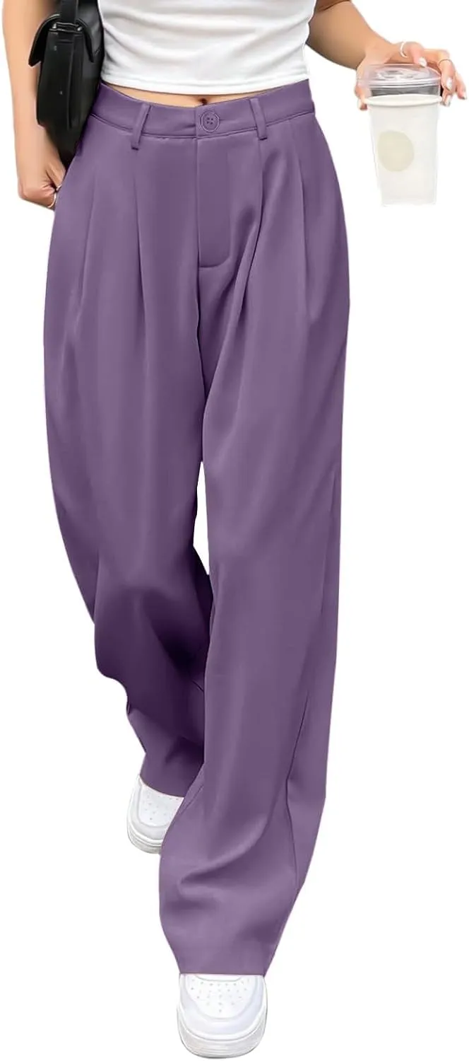 Women's Cotton Linen Summer Loose Flowy Pants Elastic Waist Lounge Pants Slim-Fit Pant Trousers Business Work