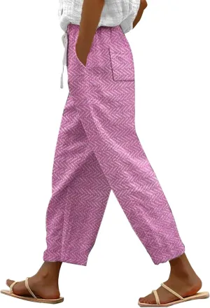Women's Cotton Linen Summer Palazzo Pants 2025 Wide Leg Beach Lounge Trousers with Pockets Vacation Outfits