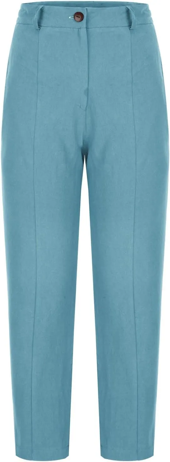 Women's Dress Capris Elegant Straight Leg Business Trousers High Waist Dressy Work Pants Summer Slacks