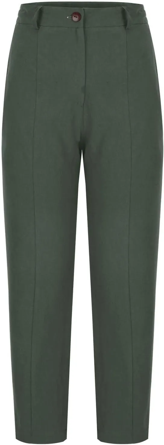 Women's Dress Capris Elegant Straight Leg Business Trousers High Waist Dressy Work Pants Summer Slacks