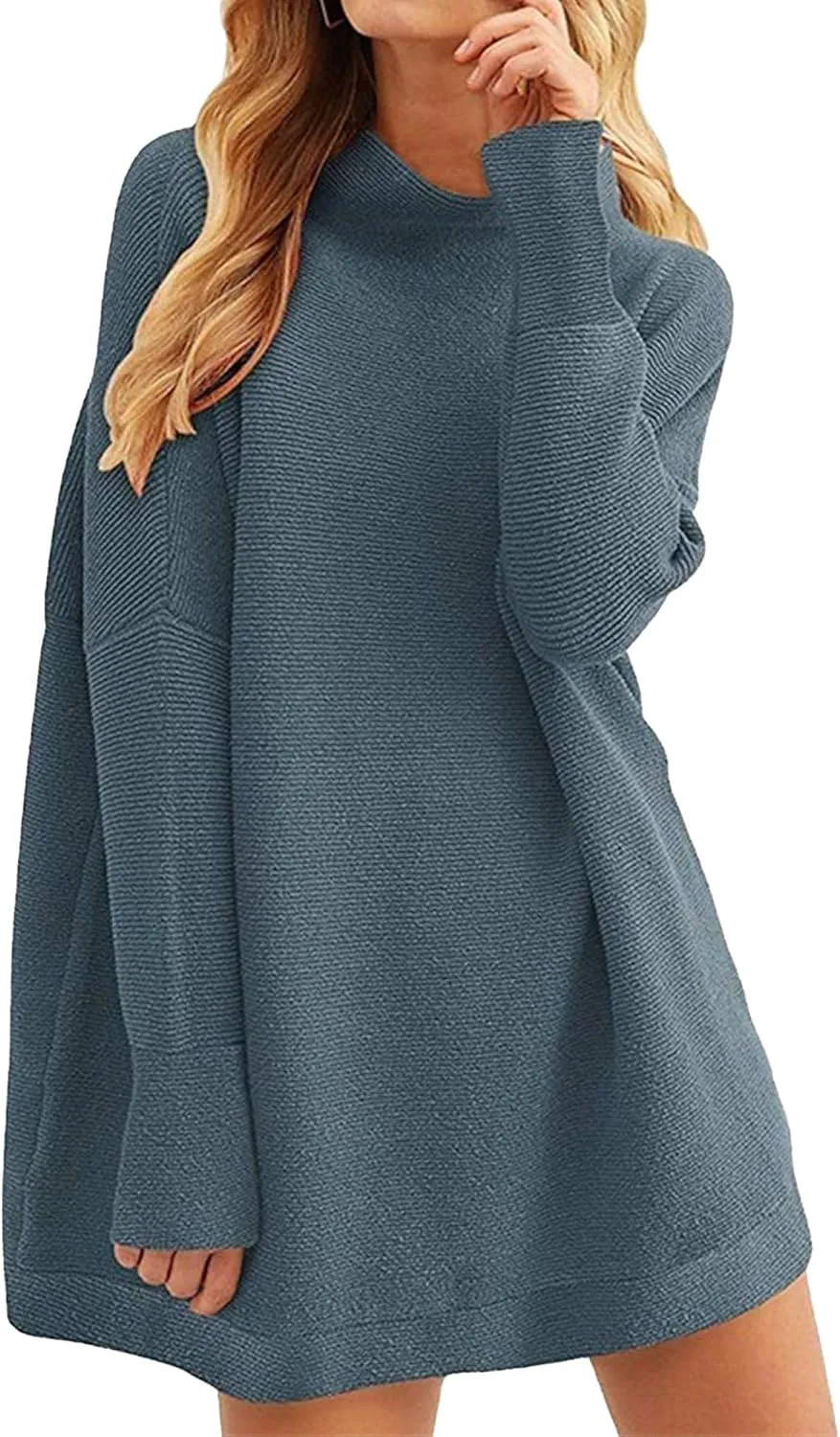 Women's Fall Sweater Short Pullover Dress 2025 Loose Turtleneck Long Sleeve Cocktail Party Ribbed Knit Mini Dress