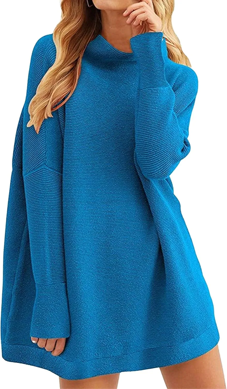 Women's Fall Sweater Short Pullover Dress 2025 Loose Turtleneck Long Sleeve Cocktail Party Ribbed Knit Mini Dress