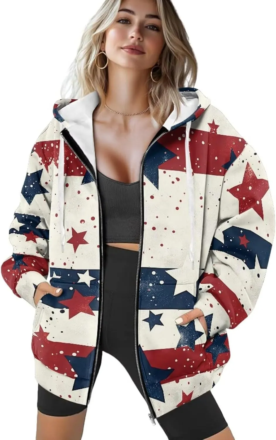 Women's Full Zip Up Hoodie with Pockets Oversized Sweatshirts Long Sleeve Fashion Clothes Jacket